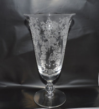 Vintage Tiffin Franciscan Cherokee Rose Footed Etched Iced Tea Glass 1940's picture