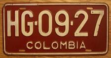 SINGLE COLOMBIA, SOUTH AMERICA LICENSE PLATE - 1964/67 - HG-09-27 picture