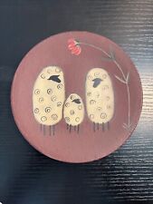 The Hearthside Collection Donna White Handpainted Wood Folk Art Sheep Plate picture