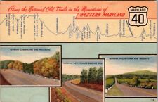 National Old Trails in Mountains Western Maryland Postcard Linen Unposted P121 picture
