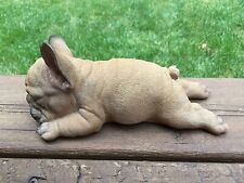French Bulldog Puppy Dog Lying on Tummy Figurine Yard Ornament Garden Resin 8.5