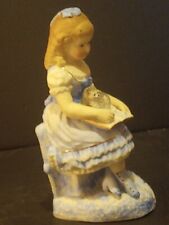 Antique German Bisque Figurine Little Girl With Book/Cat Planter 7