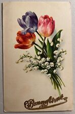 Vintage Bonne Anne Happy New Year tulip postcard picture