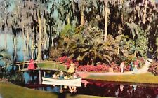 Postcard FL Cypress Gardens Rustic Bridge Boat Belles 1949 Vintage PC J489 picture