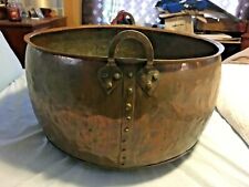ANTIQUE 17TH CENTURY 1600'S LARGE NORSK COPPER RIVETED CHEESE VAT KETTLE POT picture