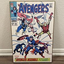 Marvel #58 The Avengers Assemble - Comic Theme Wooden Plaque Frame 19”x12” in picture
