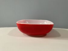 Vintage Pyrex Red Hostess Square Bowl 525B 2 1/2 Quart Serving Mixing bowl picture