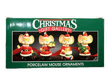 Vintage 1990 Set of 4 Porcelain Mouse Ornaments Christmas Gift Gallery BRAND NEW picture