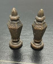Lot Of 2 Vintage Brass Tone Finial 2-1/8” Tall Old  Brass picture