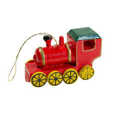 Choo Choo Train Ornament Old Fashioned Red Steam Engine Small Wooden Locomotive picture