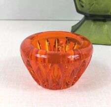 MCM Vtg Viking Glass Persimmon Orange Candle Stick Holder 1.75