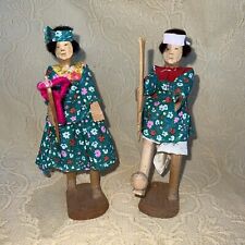 2 Vintage Mexican Dolls hand-made Pair by Tarahumara Native American Tribe picture