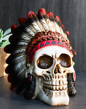 Native American Indian Eagle Chief Skull Statue 5.75