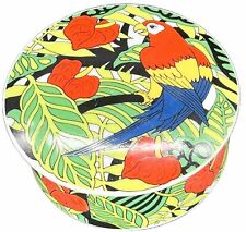 Takahashi Copa Lidded Trinket Vanity Dish Parrot Tropical Bird 1980 Vintage picture