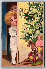 Vintage Christmas Postcard Joys Be With You Tree Children Toys picture