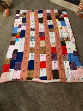 Handmade Sewn Square Rectangle 66 X 94” Colorful Patchwork Quilt Warm picture