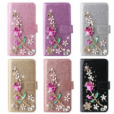 Flip Bling Diamond Rose Flower Wallet Phone Case For Huawei Mate 10 P30 P40 picture
