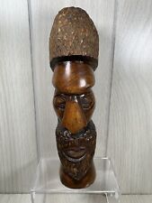 Vtg Hand Carved African Bearded Man Wooden Sculpture Bust Head Decoration 7-1/2” picture