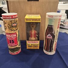 RARE Outback Steakhouse 10 & 15 years Coca-Cola Bottle + 15th Wacky Wobbler picture