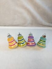 Vintage Shiny Brite Mercury Glass Striped BELL Christmas Ornament Lot of 4 picture