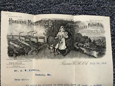 1914 HORLICK’S MALTED MILK Co.,RACINE ,WIS.-GRAPHIC AD LETTER+UNUSED POSTAL CARD picture