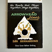 Vintage 1960s Arrowhead Lanes San Bernardino CA Bowling Alley Matchbook Cover picture