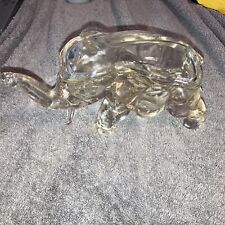 Vintage  Indiana Glass Crystal Elephant Candy Dish Trinket Box 4.75in H X 7in L picture