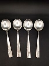 4 Vtg Oneida Nobility Caprice Art Deco 1937 silver plate flatware soup spoons picture