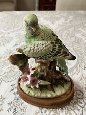 8” Vintage Andrea by Sadek Parakeet Bird Figurine With Andrea Wooden Base picture