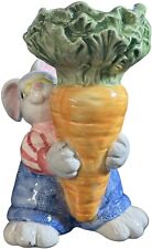 Vintage FITZ & FLOYD Easter Bunny Rabbit Farmer With Carrot Flower Vase 1994. picture