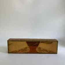 Vintage Long, Thin Decorative Lidded Wood Box - Painted Horse Scene - Patina picture