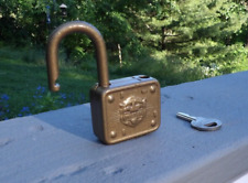 Vintage Master Lock Co. # 77 Padlock Embossed Lion Head Lock with Key USA Works picture