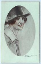 MAUZAN Artist Signed GLAMOUR WOMAN Beautiful Hat Italy c1910s-20s  Postcard picture
