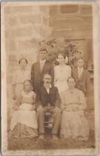 1910s RPPC Real Photo Postcard Immigrant Family in Front of House /Names on Back picture
