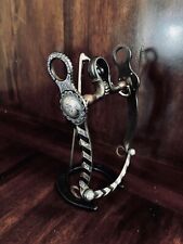 SET OF TWO VINTAGE STERLING SILVER BITS AND ONE INLAY SNAFFLE BIT picture