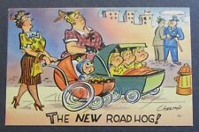 Vintage Curt Teich-Funny-Comic Postcard-THE NEW ROAD HOG linen era 1930-50 picture