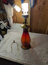 Vintage Blenko Hand Blown Amberina CRACKLE Glass Lamp Mid Century 24