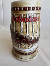 Vtg 1981 Budweiser Holiday Beer Stein Snowy Woodland Clydesdale Ceramarte Mug picture