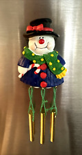 Vintage Ceramic Snowman 3 Dangling Chimes Christmas Ornament With Magnet Tested picture