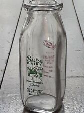 Vintage BERLIN DAIRY-Berlin NEW HAMPSHIRE-NH ACL MILK BOTTLE-Half Pint picture