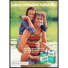 1974 Salem Cigarettes Vintage Print Ad Couple Piggyback Water Lake Wall Art picture