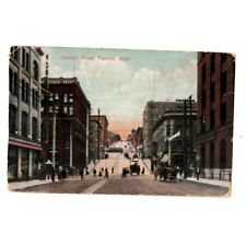 1908 Eleventh Street Tacoma Washington Postcard Trolley Horses Wagons People picture