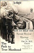 c1920 BINGHAMTON NY SPECIAL REVIVAL MEETINGS CHURCH AD RPPC POSTCARD 41-38 picture