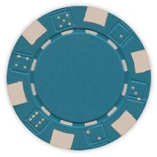 100 Da Vinci 11.5 gram Dice Striped Poker Chips, Standard Casino Size,Light Blue picture