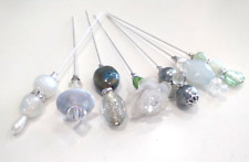 7 x Pale Aqua Sea Green Crystal... Hat Pins Vintage Beads 5