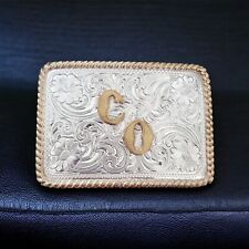 Vintage Wage's Sterling Silver Overlay Belt Buckle Two Tone Abbreviation CO picture