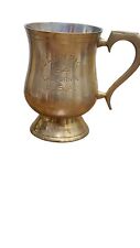 Vintage Brass Mug Tankard Cup Olympic 84 California U.S.A.  Solid Brass Etched  picture