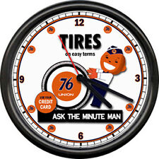 Minute Man Tire Store Union 76 Gas Station Pump Oil Dealer Retro Sign Wall Clock picture