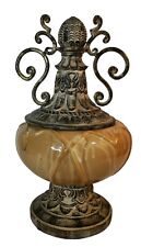 Vase/Urn With Distressed Weathered Finish And Metal Scroll Design Vintage picture