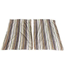 2 VTG Pequot Pillowcase Set Pair 70s 80s Brown White Striped Geometric USA picture